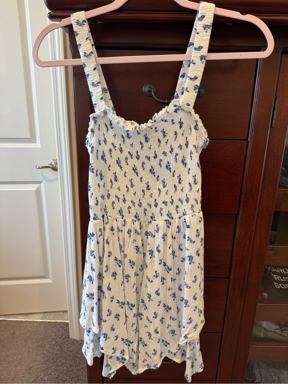 White & Blue Floral Summer Dress
